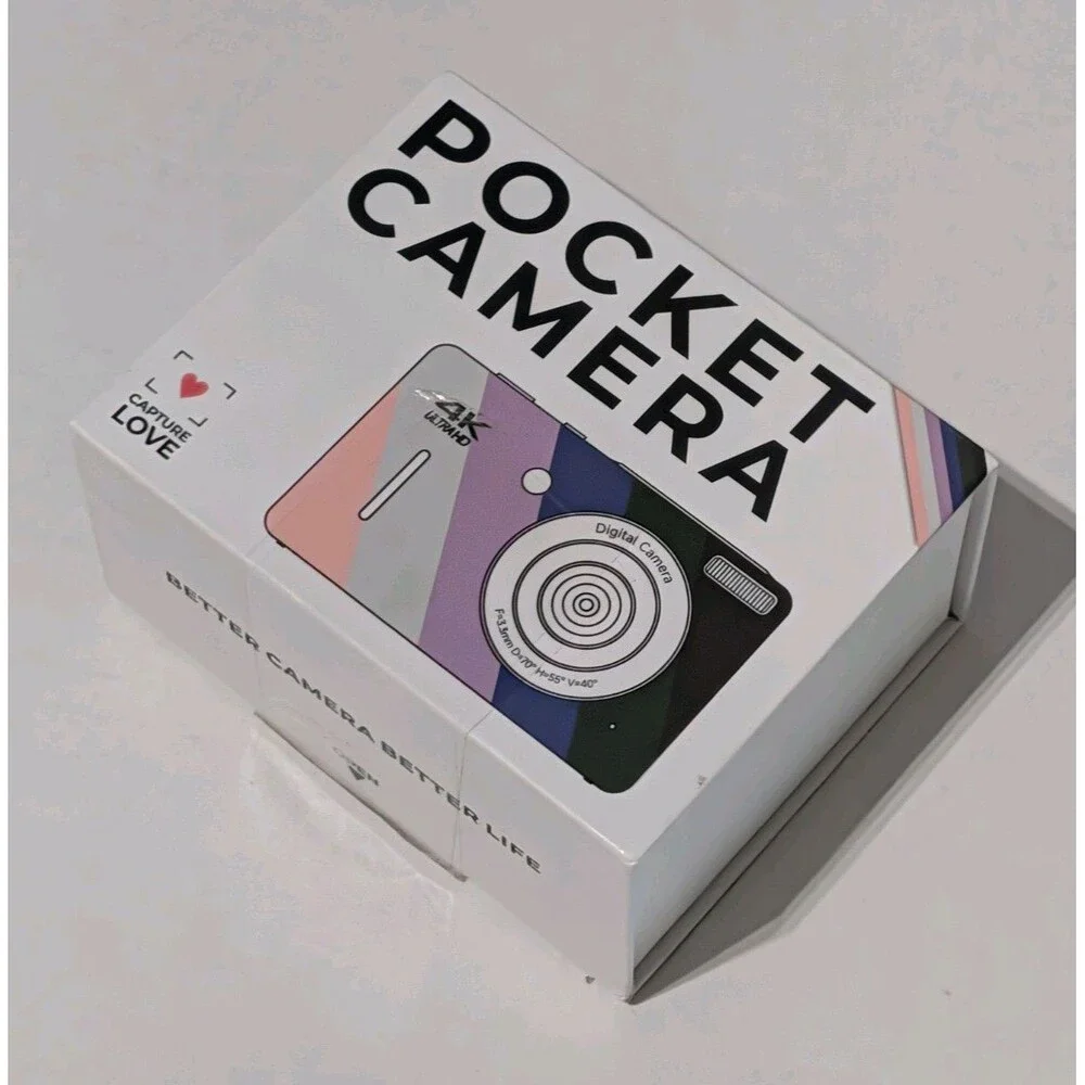 4K Digital Pocket Camera Pink Vlog Vlogging Point And Shoot Complete Box SD Card